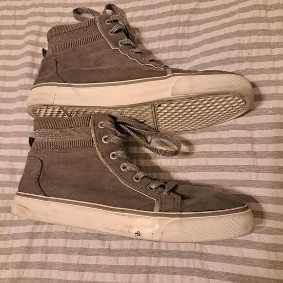 OLD NAVY GRAY SUEDE HI TOP SNEAKERS WOMENS SIZE 5 SKATER CASUAL LACE UP y2k 90s - Picture 4 of 8